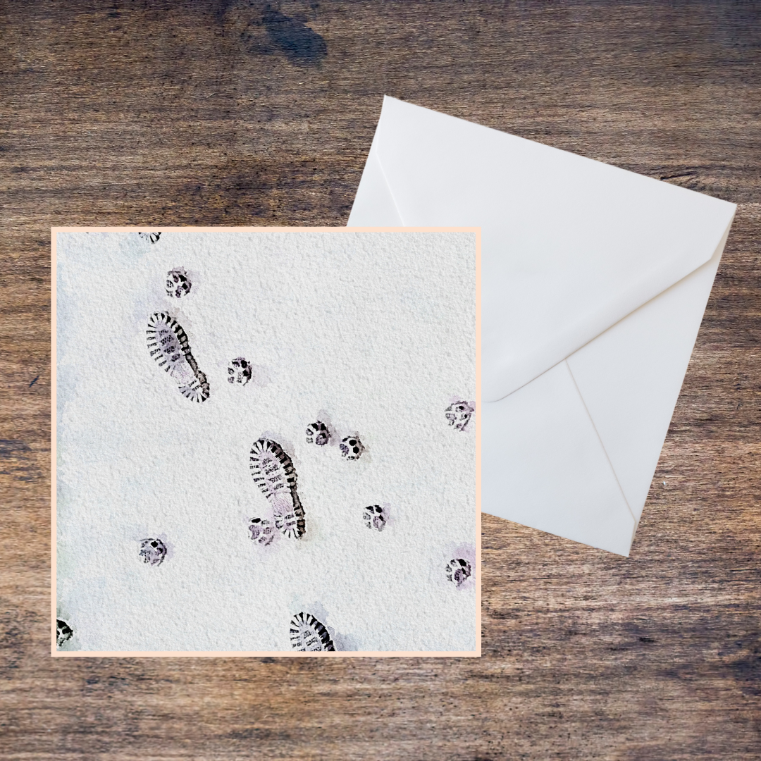 Pawprint in the Snow - Blank Card