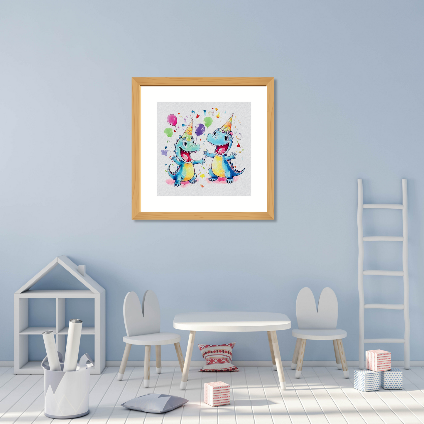 Dinosaur Watercolour Blank Birthday Card or Print