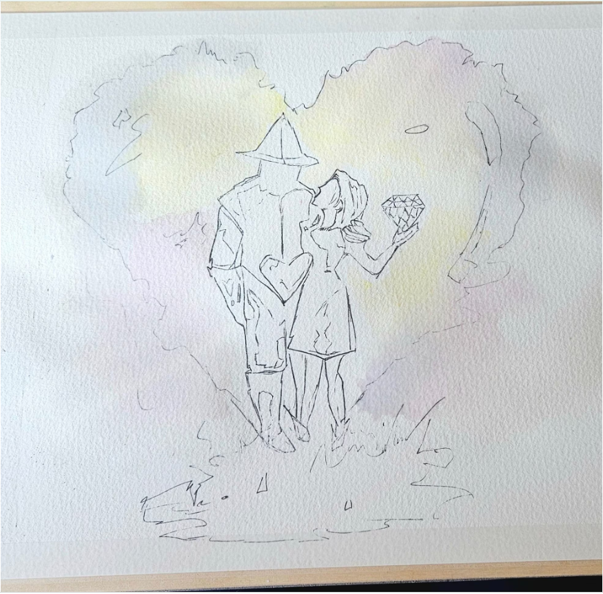 10th Anniversary, Tin/Diamond Anniversary Original Watercolour, Hand Painted - Blank Greetings Card