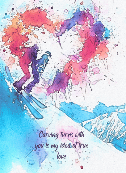 Snowboarding Couple - Mountains, Winter Sports, Watercolour Greeting Card