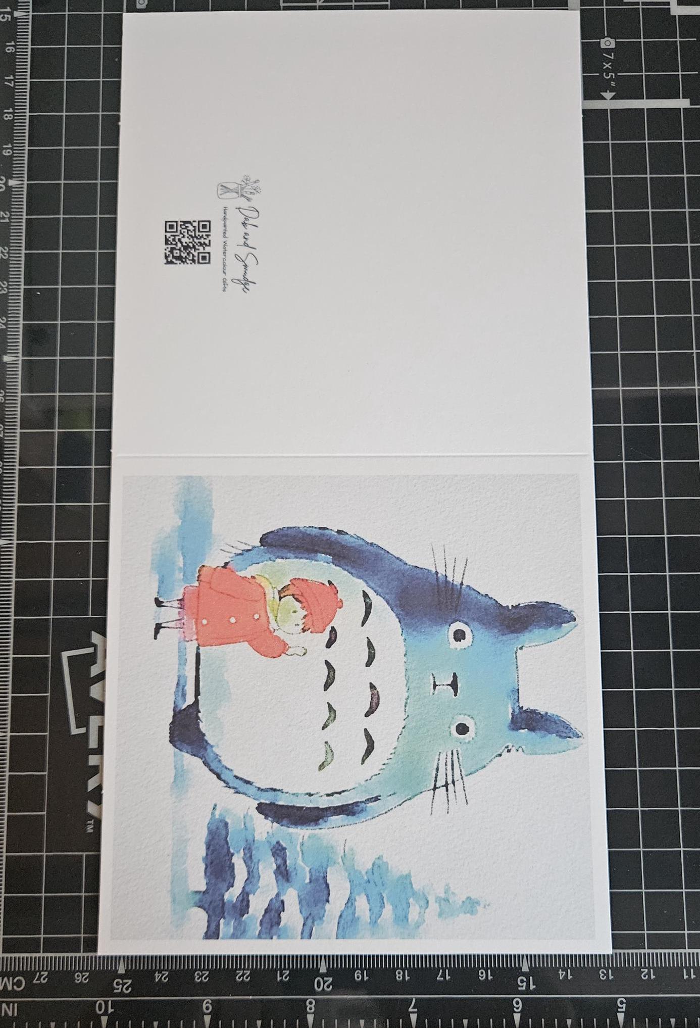 Watercolour Merry Christmas Blank Greetings Card - Ghibli Inspired, My Friend Totoro, Fan Art