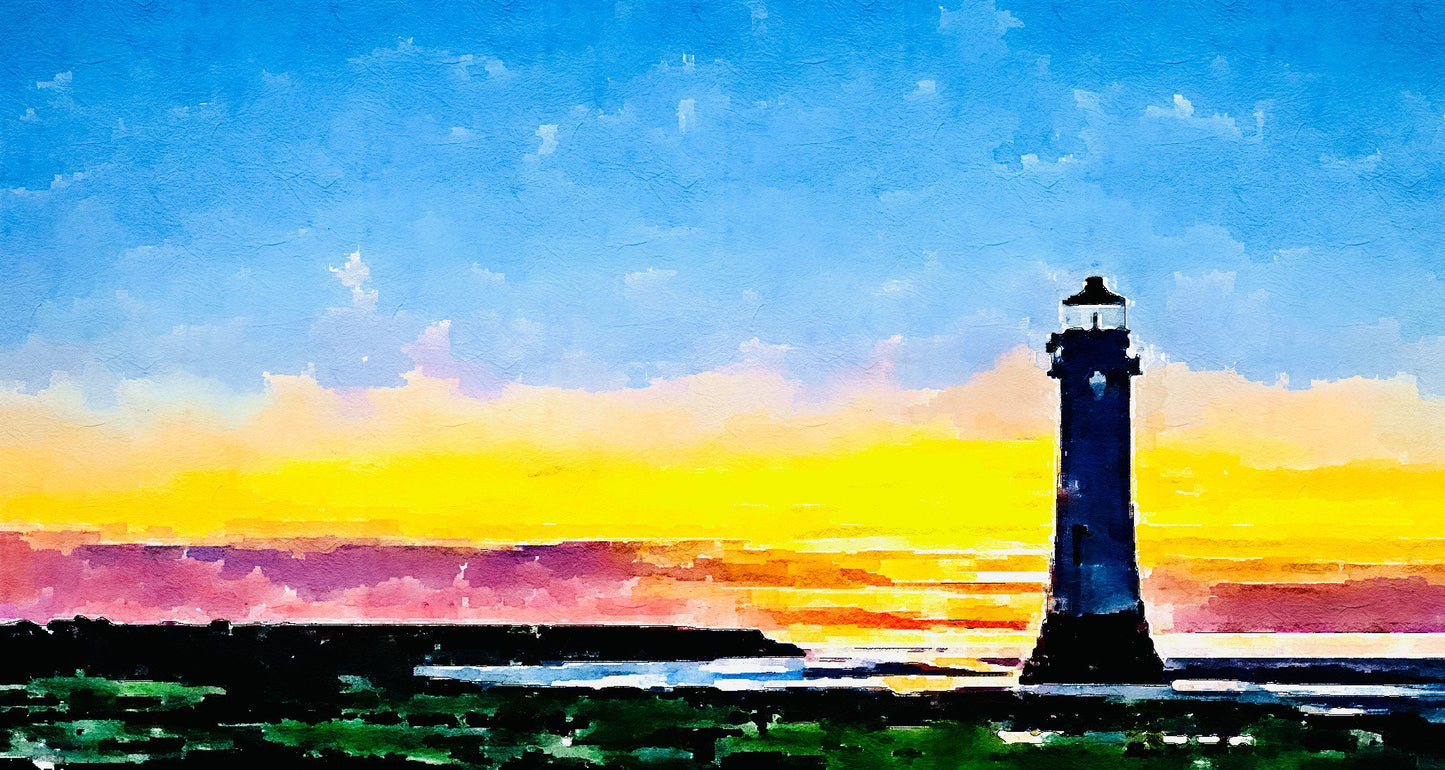 New Brighton Lighthouse at Sunset- Blank Card