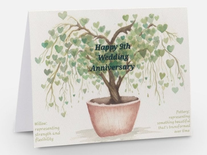 9th wedding anniversary - Blank Card
