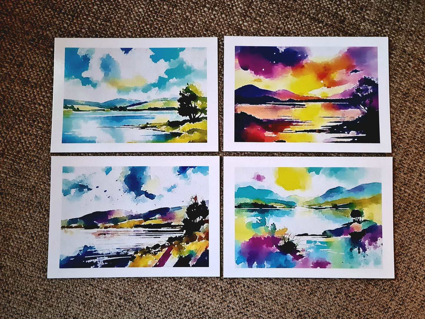 Lake Landscape - Set of 4 postcards (Llyn Tegid/Bala Lake) Autumn//Winter//Spring//Summer - seasons on the lake