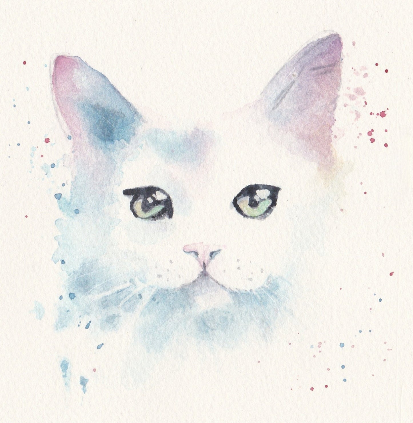 Cute White Cat - Blank Card