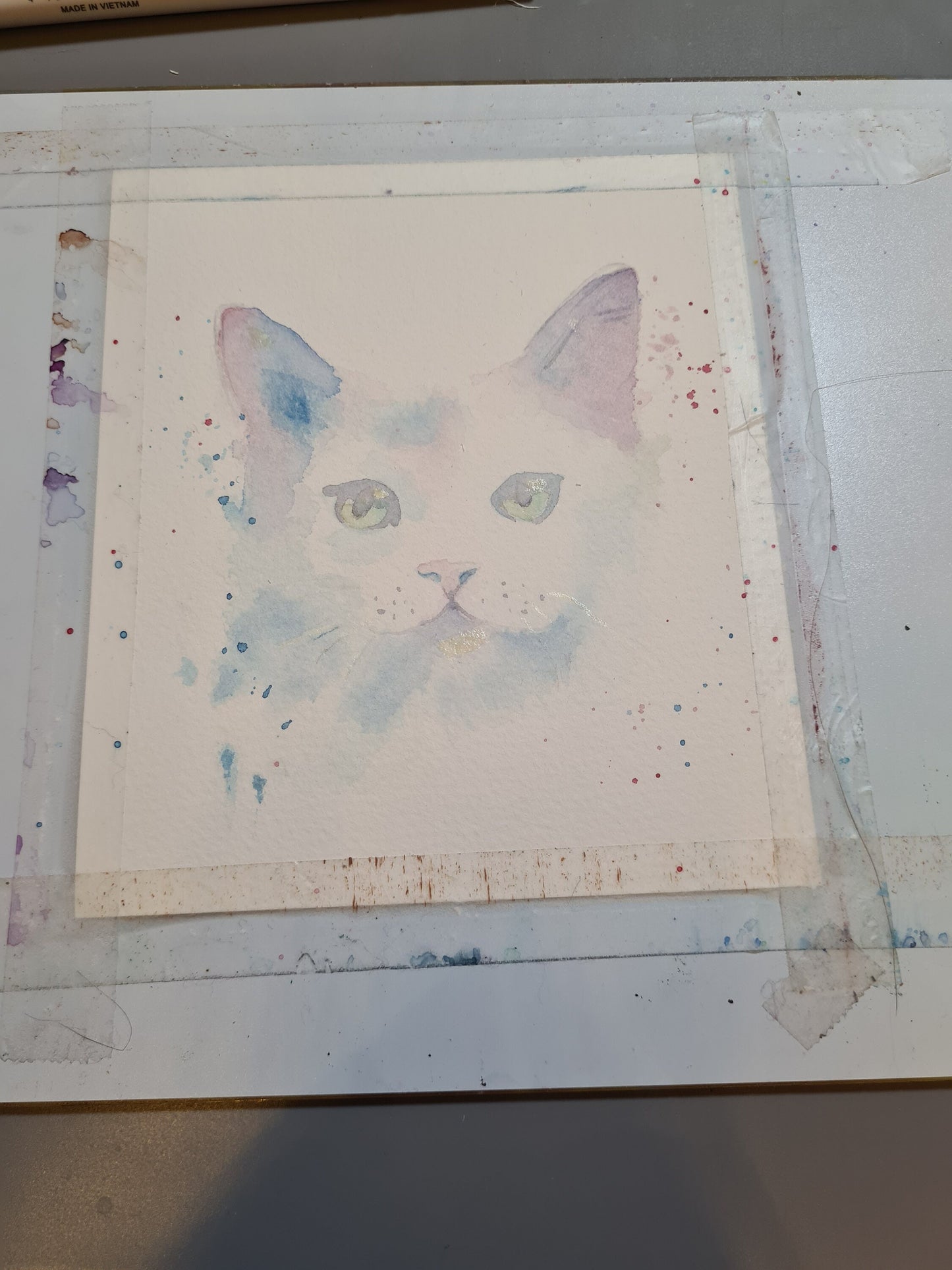 Cute White Cat - Blank Card