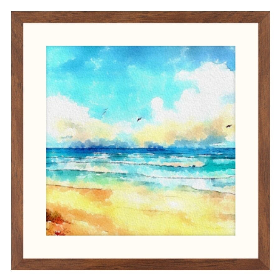 Seascape Framed/Unframed Wall Art - 16x16 inches - Watercolour Print