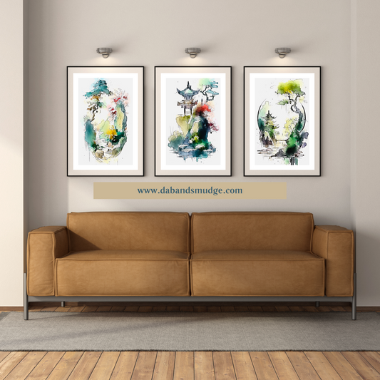 Asia Inspired Original Watercolour -  Wall Art