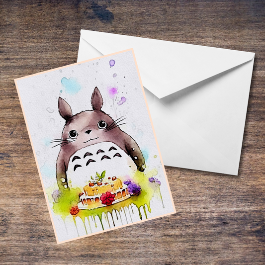 "Totoro" Birthday Card (Studio Ghibli Fan Art)- Blank Card