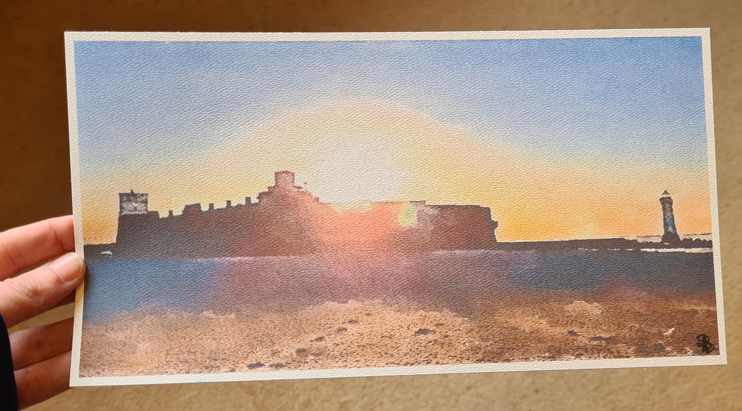 Fort Perch Rock & New Brighton Lighthouse - Watercolour Print