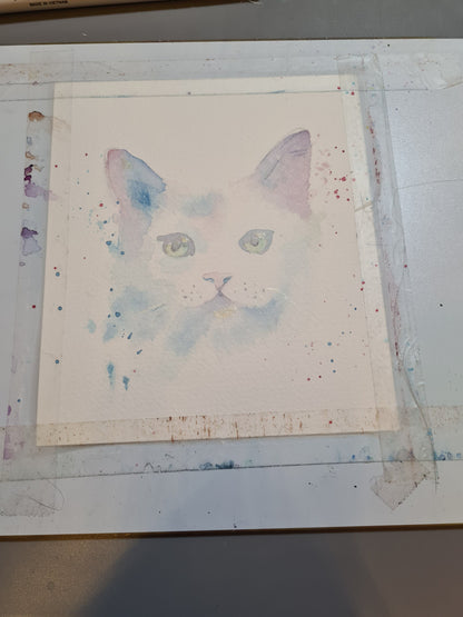 Cute White Cat - Blank Card