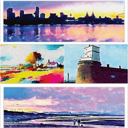 Hand painted Wirral Landmark Watercolour Bookmarks (printed set of 4)