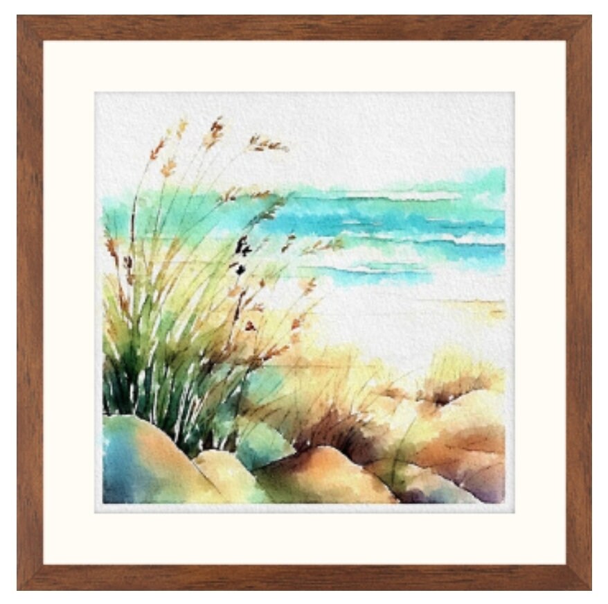 Seascape Framed/Unframed Wall Art - 16x16 inches - Watercolour Print
