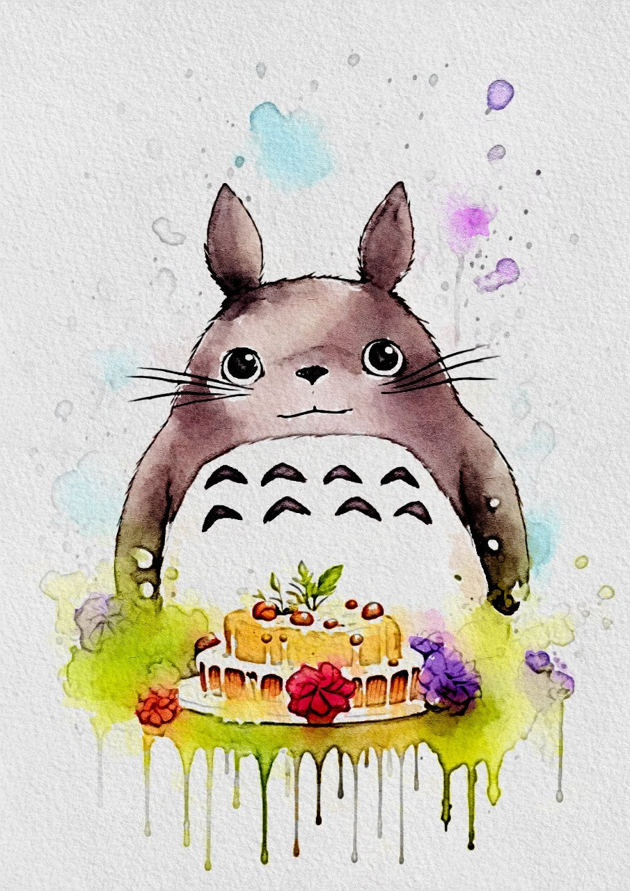 "Totoro" Birthday Card (Studio Ghibli Fan Art)- Blank Card